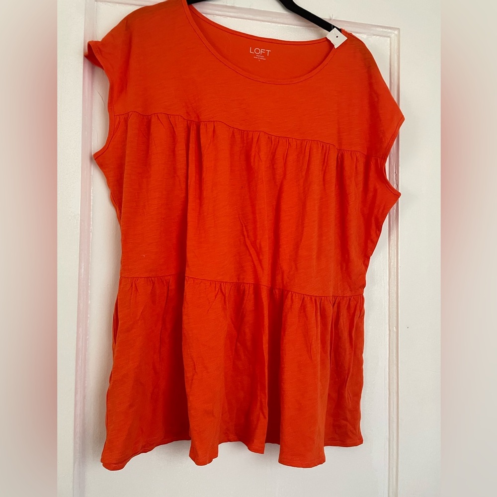 LOFT Orange Women's Top Large